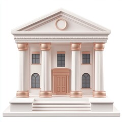 Obraz premium Stylized architectural model of a classical building with columns and decorative features.