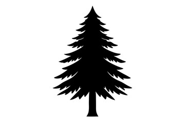 Fototapeta premium pine tree black silhouette vector, Simple silhouette Design vector icon with white background. 