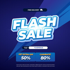 Flash day Sale discount deals blue gradient Editable text effect Blue light simple premium background banner