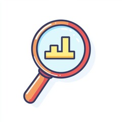 Obraz premium A colorful illustrated magnifying glass highlighting bar charts, symbolizing data analysis and growth.