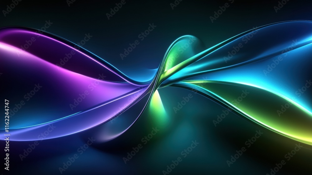 Fototapete 3D abstract sound waves showcasing vibrant colors and flowing patterns in a dynamic musical theme. Generative AI