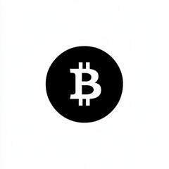 Stylized black and white Bitcoin symbol on a minimalistic background.