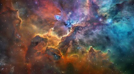 Fototapeta premium Fantasy art style nebula, colorful stars and galaxies, high definition, sharp focus, detailed.