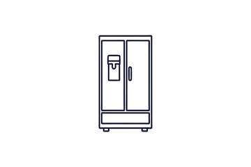 refrigerator with double doors line art vector illustration