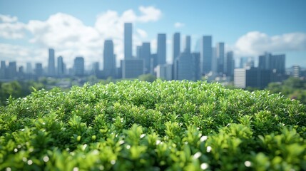 green energy eco-friendly transition. Urban Greenery Rooftop Garden Overlooking City Skyline
