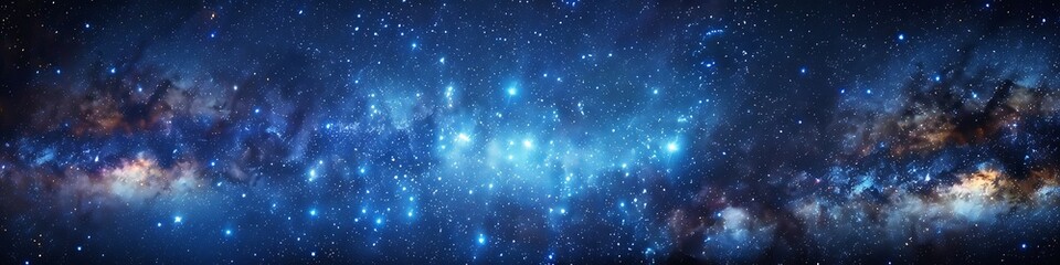 Fototapeta premium High-detail Milky Way illustration, blue luminescence from the center, illuminating stars, representing the beauty and mystery of the universe.