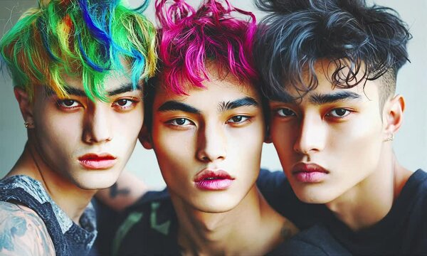 Fashion gays with stylish hairs.