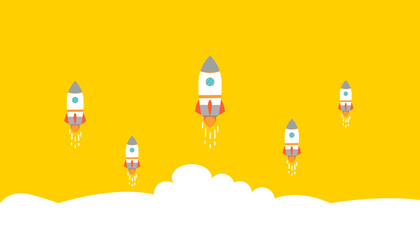 Rocket launch.
Startup, Creativity, Business goal management,New project investment,Company strategy goal, idea concepts.