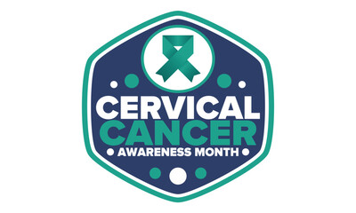 Cervical Cancer Awareness Month. Celebrate annual in January. Woman healthcare. Girl solidarity. Cancer prevention. Female disease. Medical healthcare concept. Poster, banner and background. Vector