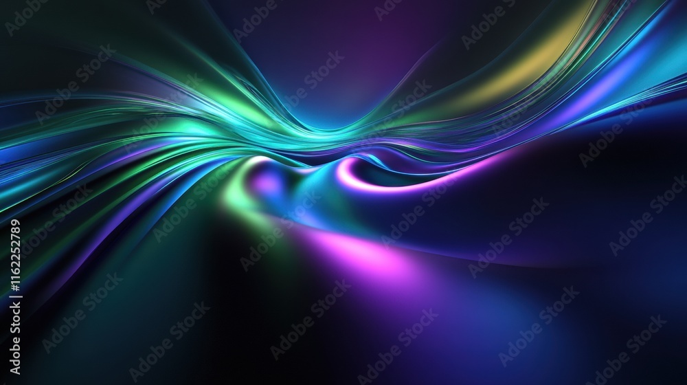 Aufkleber 3D abstract sound waves in vibrant colors creating a dynamic visual representation of music energy. Generative AI