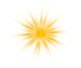 The isolated burst of light with gold rays on a transparent background is ideal for creative projects, cutout, png.