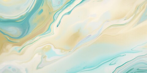 Obraz premium soft swirling vibrant colors ink oil paint flow dynamic turquoise white yellow green