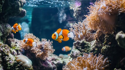 Obraz premium Colorful Creatures in Vibrant Coral Reef Environment