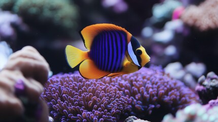 Colorful Fish Navigating Coral Forest Under Bright Light