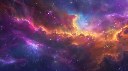 Fototapeta premium Hyper realistic nebula, stars and galaxies in vibrant colors, fantasy art style, high quality.