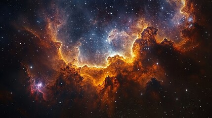 Fototapeta premium A breathtaking galaxy with swirling stars, vibrant nebulas, cosmic colors, viewed from the edge of a planet