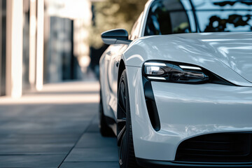 White luxury sports car, Electric car in concept