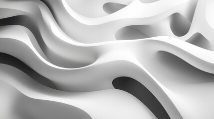 Obraz premium Abstract White 3D Render: Swirling, Wave-like Forms