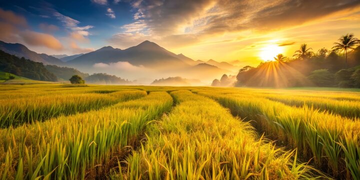 Golden Rice Field Scenery