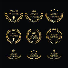 best award label with golden laurel wreath