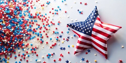 Obraz premium Happy Labor Day: USA Flag & Confetti Top View - Perfect for Advertisement
