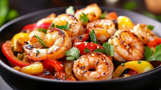 Delicious Shrimp and Vegetable Stir-Fry - Savory shrimp and vibrant vegetables tossed in a flavorful stir-fry.  A healthy, delicious, and colorful meal, perfect for a quick weeknight dinner or a satis