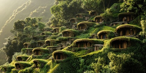 Elven tree villages  Fantasy worlds imaginative and s