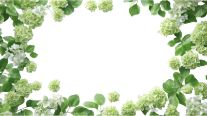 Green Floral Mosaic Frame, vibrant green flower clusters, square pattern, white background, decorative botanical art piece