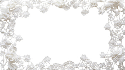 Lace Ribbon Square Frame, intricately woven strands create a delicate pattern on a crisp white backdrop, adding elegance and charm.