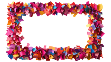 Colorful Paper Mosaic Frame, vibrant large paper scraps create a striking square pattern against a clean white backdrop, perfect for artistic displays