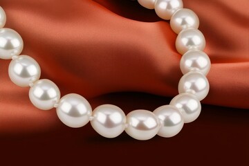 Elegant Pearl Necklace on Silk - Luxury, elegance, beauty, sophistication, and timeless.  A classic pearl necklace rests on rich silk.