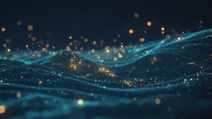 Obraz premium Abstract Glittering Waves Of Light And Dark Blue