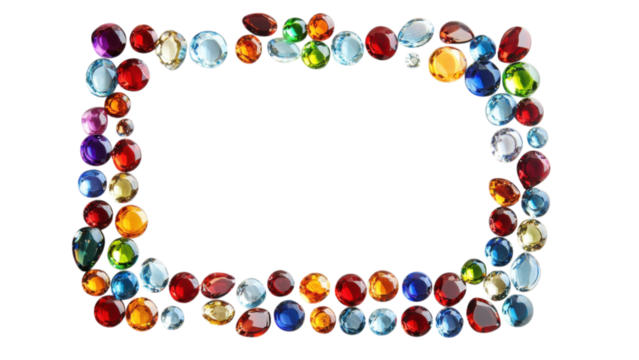 Glass Gem Mosaic Frame, intricately designed with small glass gems in a square pattern, showcasing vibrant colors against a white backdrop - Powered by Adobe