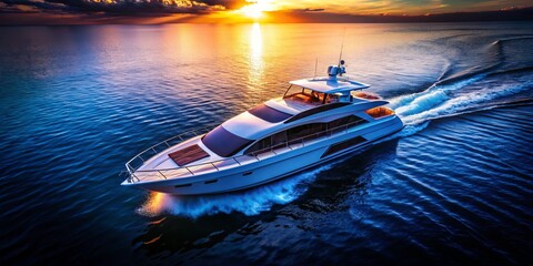 Luxury Yacht Silhouette, Aerial Drone View,  Background Stock Photo
