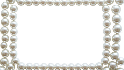 Fototapeta premium Pearl-Embellished Square Frame, crafted from faux pearls on a pristine white background, perfect for elegant decor or display purposes