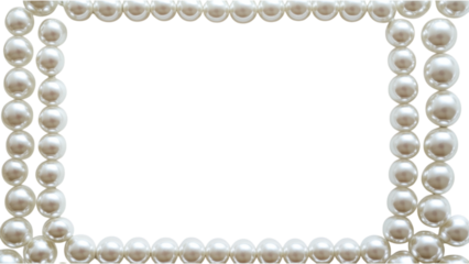 Pearl-Embellished Square Frame, crafted from faux pearls on a pristine white background, perfect for elegant decor or display purposes