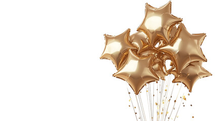 A cluster of gold star-shaped balloons on a light background