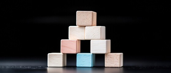 Colorful Wooden Blocks Pyramid  Structure  Design  Abstract Concept