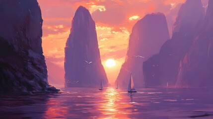 Vibrant Coastal Ecosystem at Sunset