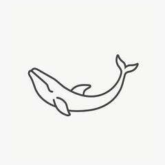 Obraz premium Line art illustration of a whale swimming.