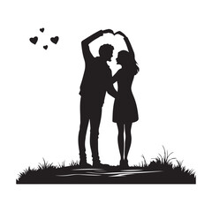 silhouette of a valentines day couple