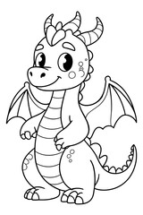 Cute Coloring Page Dragon Ready to Be Colored