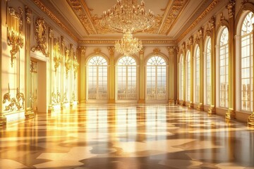 The intersection of art and architecture in a grand ballroom.