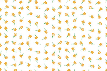 Seamless floral pattern, liberty ditsy print | White daisy flowers | Yellow Groovy flower | Design for pillow, blanket, rug, carpet, fabric, fashion, clothing, wallpaper, accessory