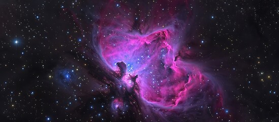 Obraz premium Stunning nebula in pink and purple, surrounded by a sea of stars.