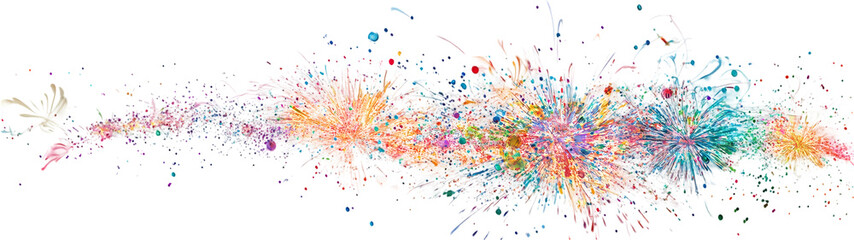 Vibrant explosion of color splashes on a black background