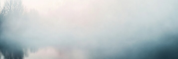 Blurred reflections evoke human emotions in a serene natural setting during early morning light. Generative AI