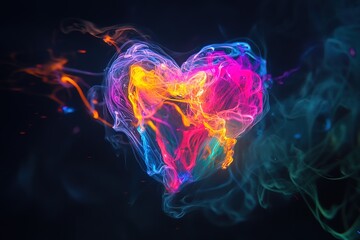 Obraz premium Vibrant Abstract Heart of Liquid Colors