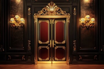Exquisite luxury doors featuring a shimmering golden finish.