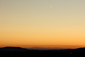 Hills countryside after sunset